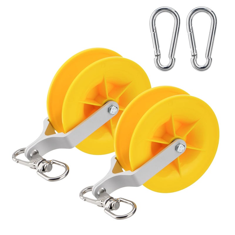 Venussar 2 Pack Cable Pulley Set, Cable Installation Pulley with Carabiner, Holds up to 20 CAT5 & 6, Wire Pulling Tools for Low Voltage Electrical, Network, Coax Cables - Image 1